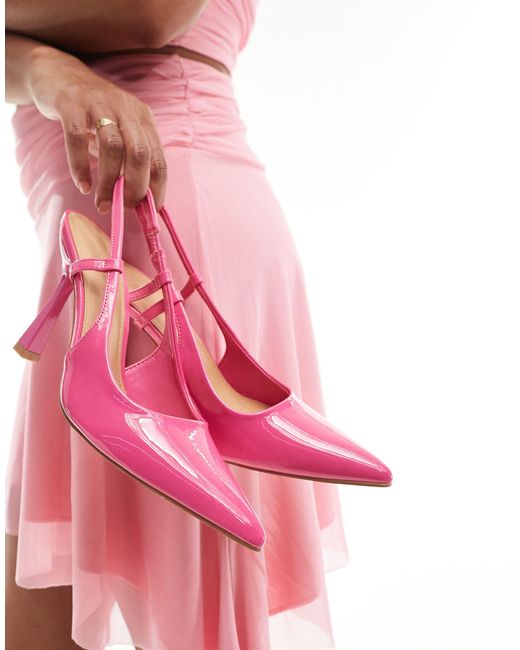 Truffle Collection Pink Sling Back Pointed Mules