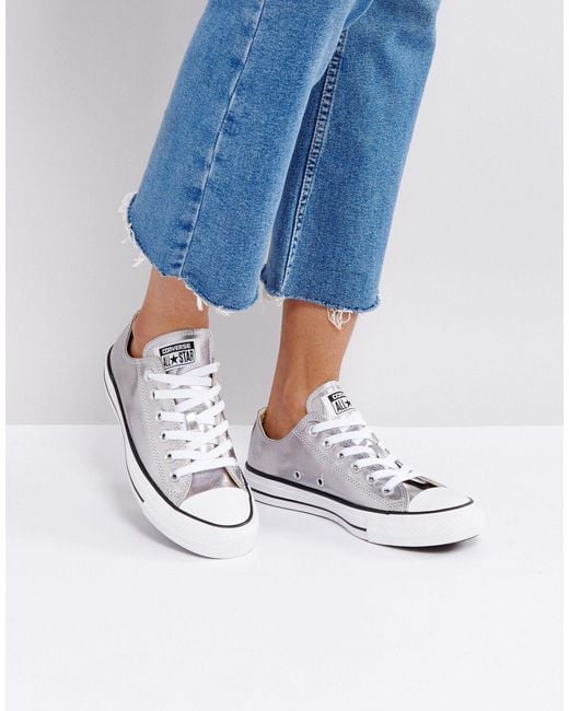 Converse Chuck Taylor Ox Sneakers In Silver Metallic | Lyst