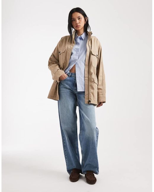 ASOS Natural Asos Design Tall Cotton Four Pocket Parka Jacket