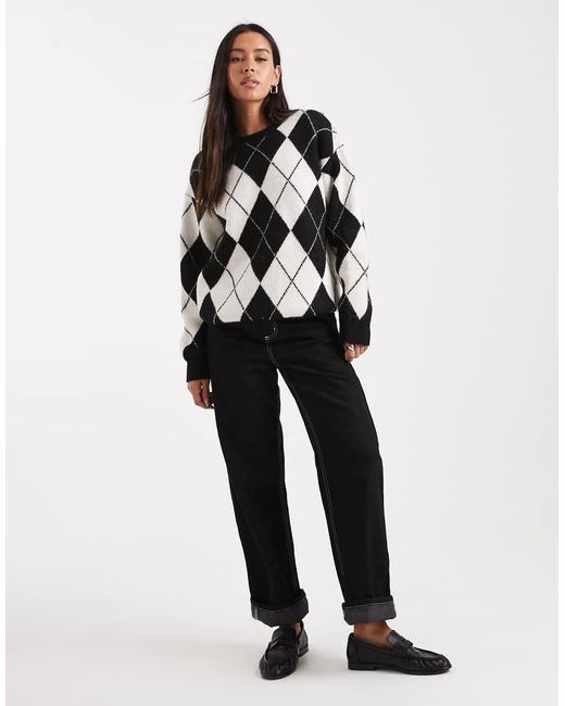 4th & Reckless Black Wool Blend Crew Neck Oversized Sweater