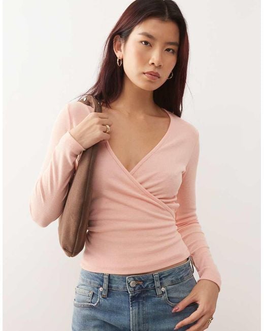Susmie's Pink Susmies Kate Ballerina Wrap Waist Long Sleeve Top