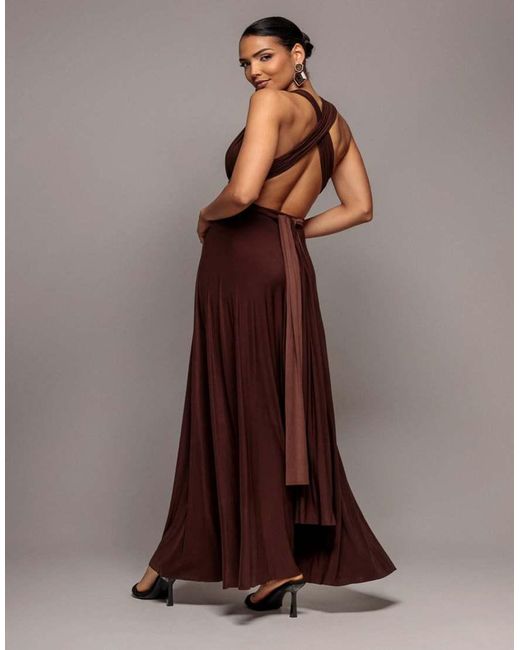 Goddiva Brown Multiway Tie-Up Maxi Dress