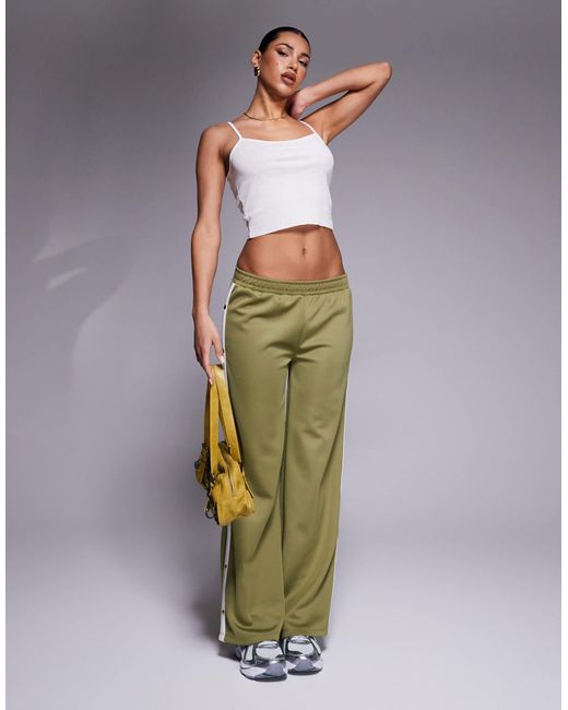 ASOS Gray Wide Leg jogger With Stripe And Poppers