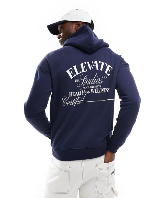 Another Influence Blue Elevate Oversized Hoodie for men