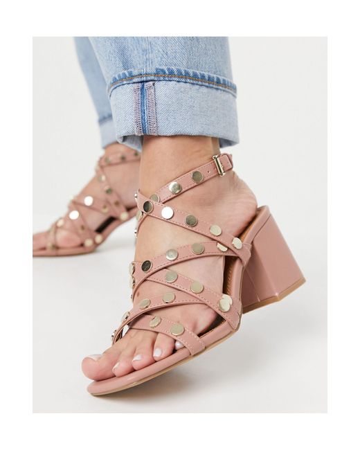 ASOS Harlow - Sandalen Met Blokhak En Studs in het Blauw - Lyst