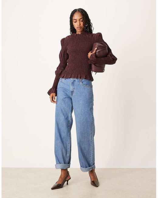 Y.A.S Red Shir Detail Long Sleeve Top