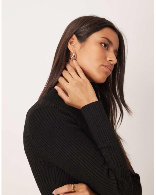 Mango Black Long Sleeve Knitted Mini Dress