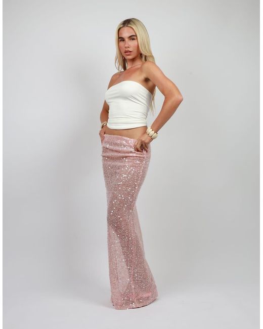 SIMMI Blue Sequin Maxi Beach Skirt