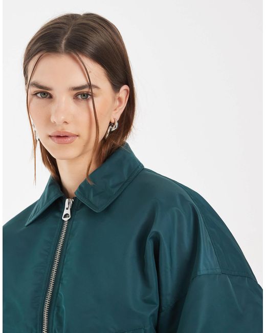 ASOS Blue Nylon Bomber Jacket