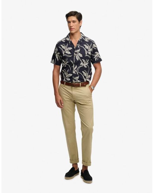 Superdry Gray Hawaiian Print Short Sleeve Shirt for men