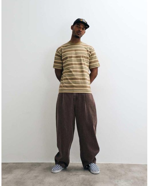 Vans Brown Stripe Ringer Loose Short Sleeve Knit for men