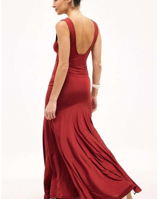 NA-KD Red Asymmetric Maxi Dress