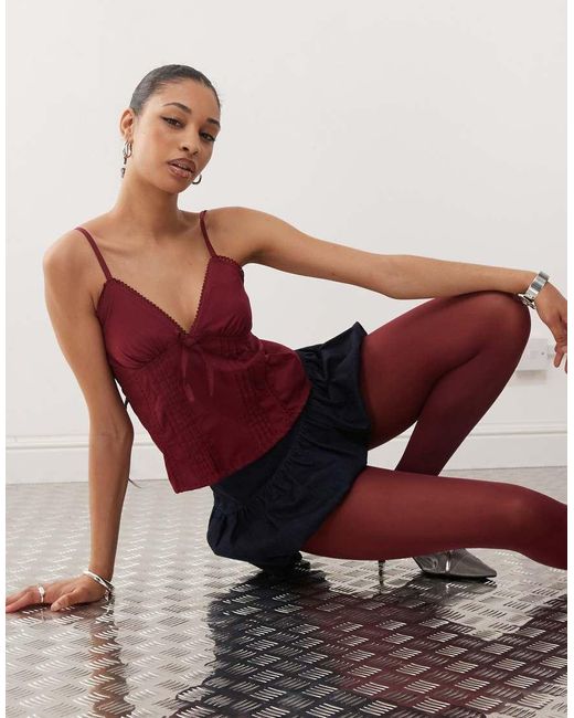 Motel Red Jepuni Pleat Detail Cami Top