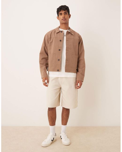 ASOS Natural Smart Co-ord Harrington Jacket for men