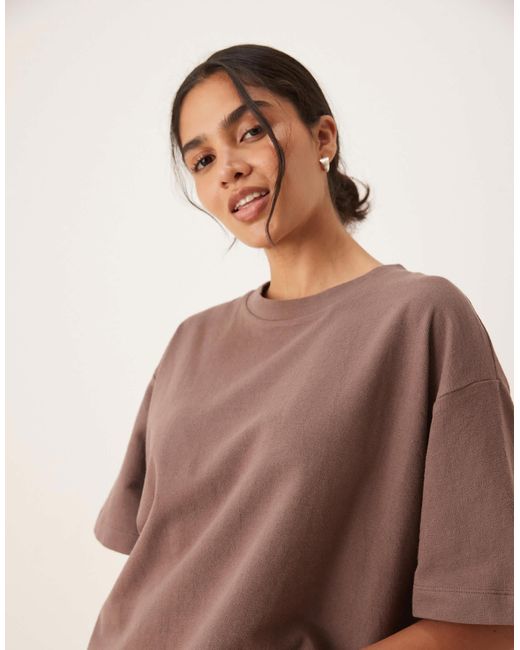 ASOS Brown Textured Knit Oversized T-shirt