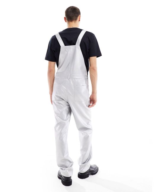 ASOS White Leather Look Dungaree for men