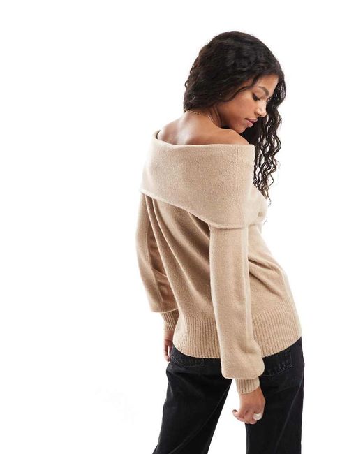 Threadbare Brown Off-shoulder Jumper