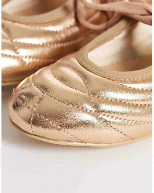 JW PEI Natural Erika Topstitching Lace Up Ballet Flats