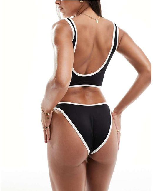 ASOS Black Mix And Match Contrast Binding High Leg Hipster Bikini Bottom
