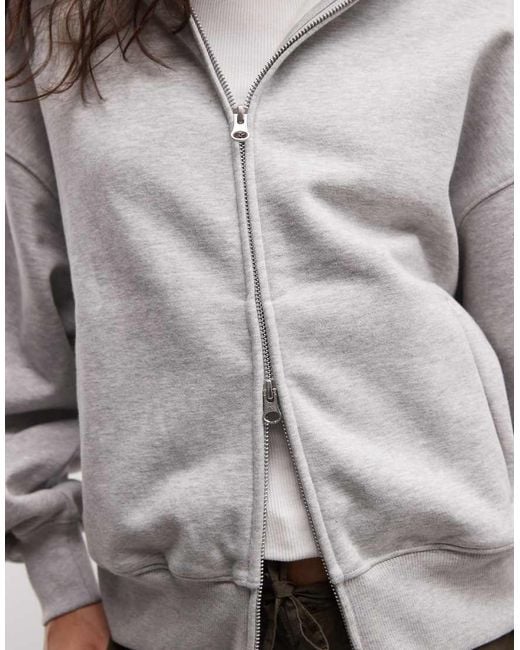 Collusion Gray Zip Through Boxy Hoodie
