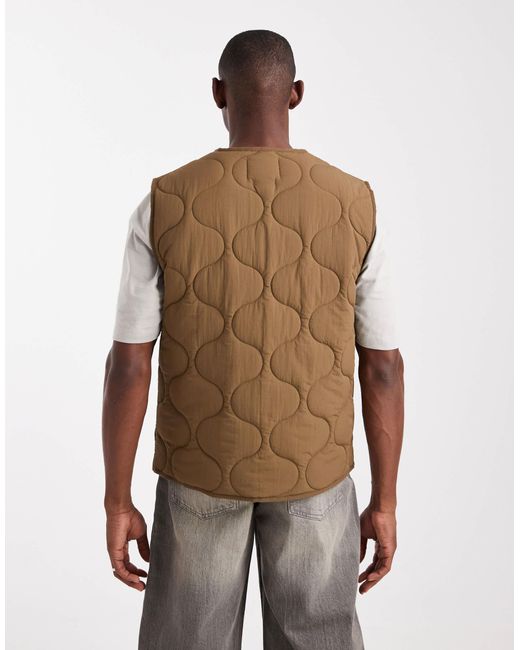 Farah – cambell – wattierte weste in Natural für Herren