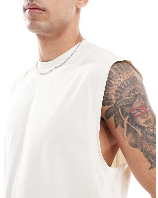 Top Senza Maniche Oversize Color Panna di ASOS in White da Uomo