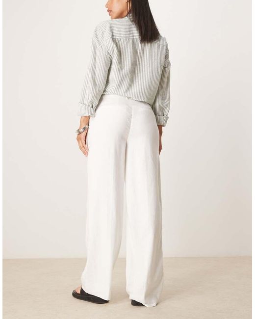Abercrombie & Fitch Natural Curve High Rise Linen Tailored Trousers