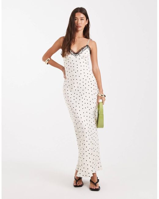 Miss Selfridge White Satin And Lace Midi Dress