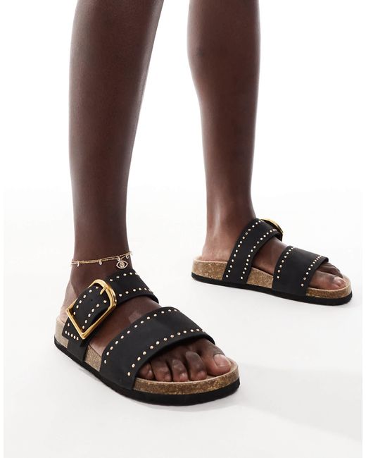 ASOS Brown Fallon Studded Footbed Sandals