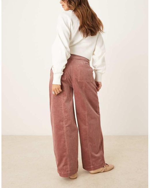 ASOS Natural Cord Wide Leg Ankle Grazer Trousers