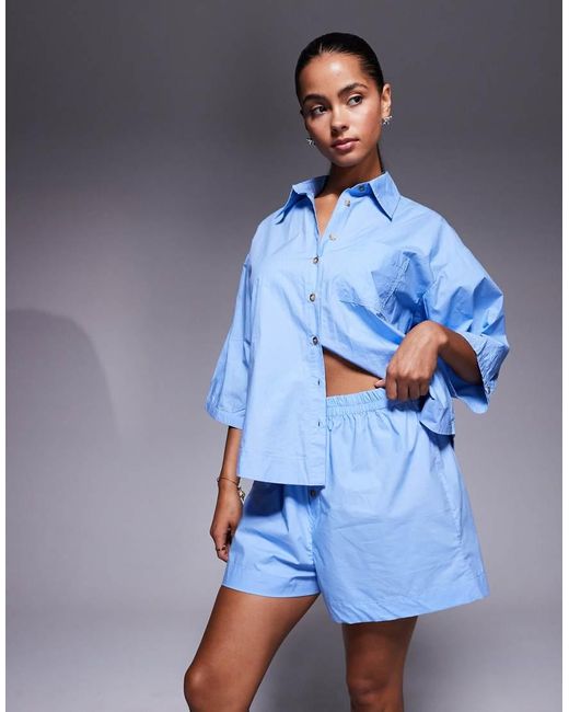 River Island Blue Pull On Short Co Ord