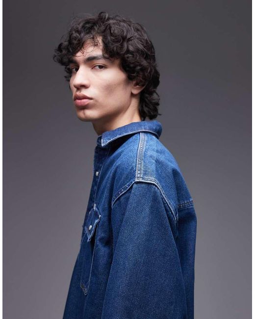 Wrangler Blue Two Pocket Denim Overshirt for men