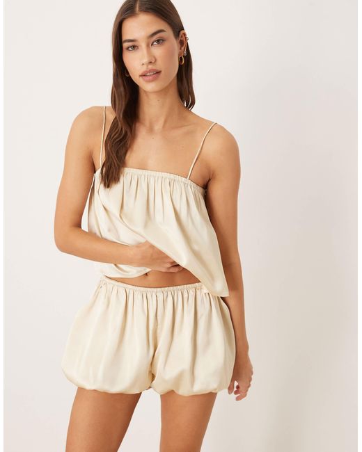 ASOS Natural Satin Bloomer Pyjamas