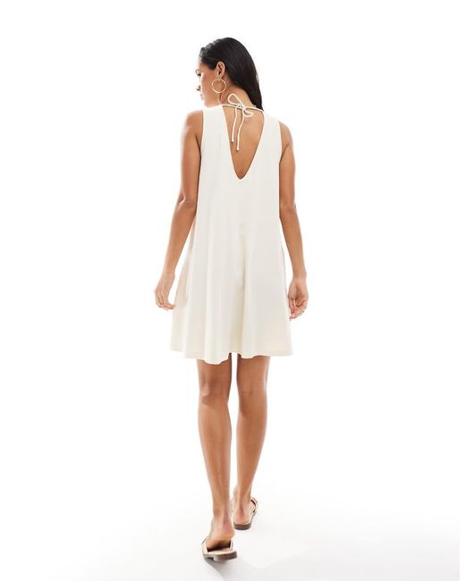 Object White Embroidered Jersey Swing Dress With Tie Back