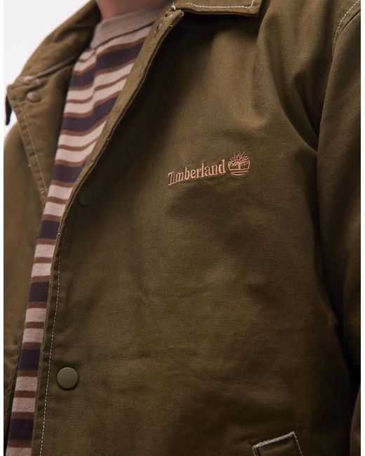 Timberland Blue Washed Canvas Insulated Coach Jacket for men