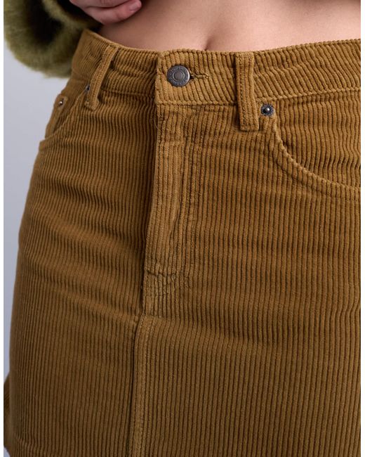 TOPSHOP Green Cord Mini Pelmet Skirt