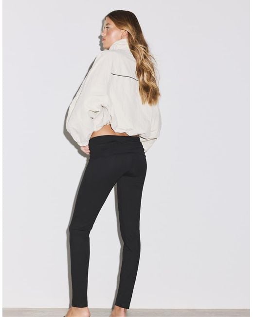 Stradivarius Black Turn-Down Waistband Leggings