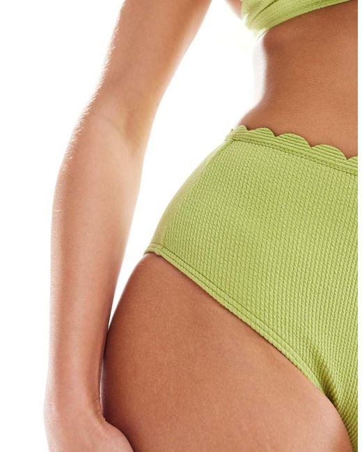 Peek & Beau Green Fuller Bust Scallop High-waist Bikini Bottoms