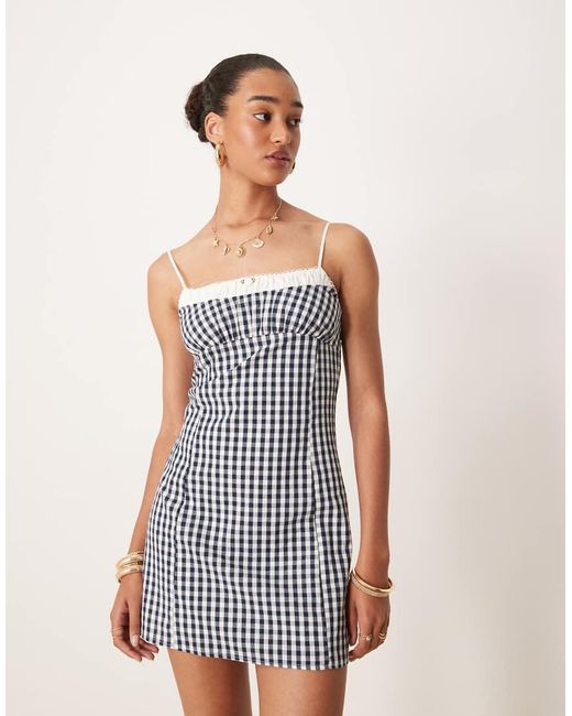 Nia Blue Serrano Gingham Mini Cami Dress