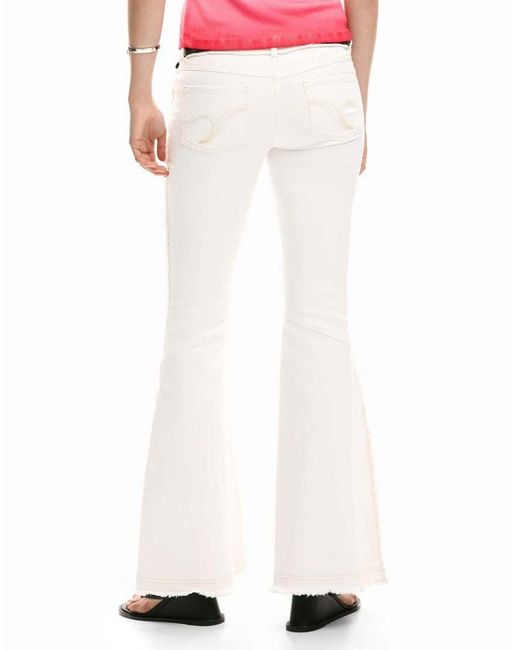 Desigual White Frayed Flare Jeans