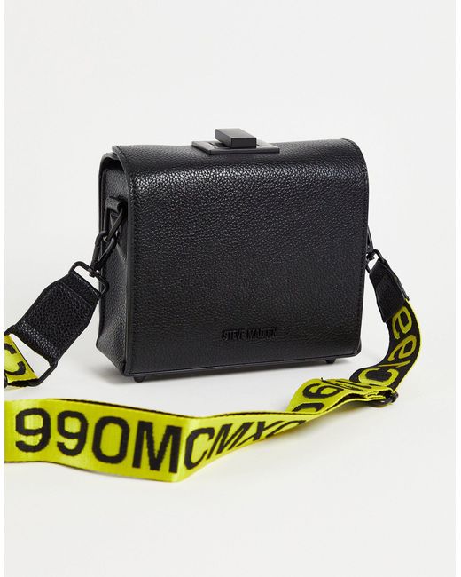 Steve Madden Black Bkween Camera Cross Body Bag With Logo Taping Strap