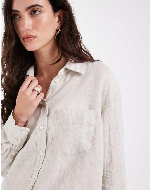 Gap White Relaxed Fit Linen Mix Shirt