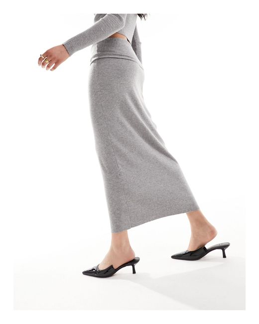 Mango Gray Knit Fold Over Skirt