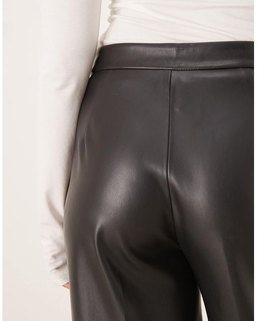 Mango Black Riga Faux Leather Straight Tailored Pants