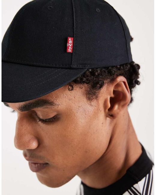 Levi's Black Classic Twill Red Tab Baseball Cap for men