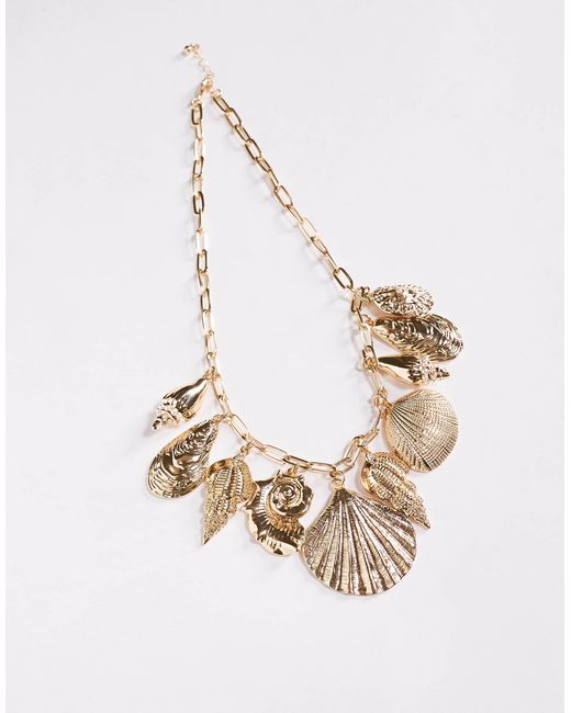 ASOS Natural – limited edition – e halskette mit klobigen muschelanhängern