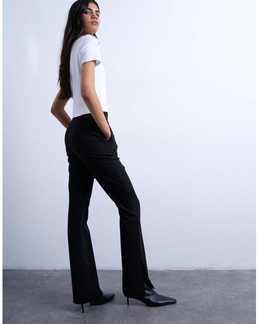 TOPSHOP White High Rise Split Flare Pants