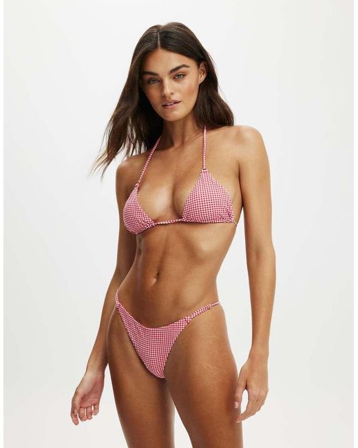 Cotton On Red Micro String Triangle Bikini Top