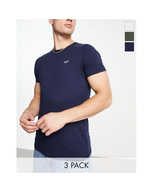 Hollister Blue 3 Pack Icon Logo Muscle Fit T-shirt for men