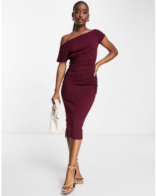 ASOS Fallen Shoulder Ruched Bodycon 